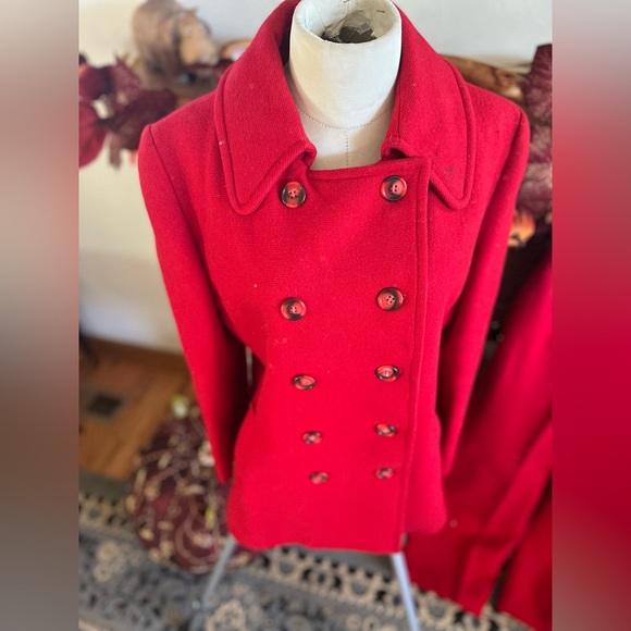 RED VINTAGE VIRGIN WOOL PANTSUIT - Picture 2 of 16